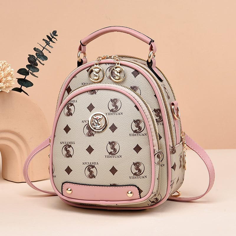 Rucsac mini din PU moale, trei în unu pentru călătorii, design dual, capacitate mare, închidere cu fermoar