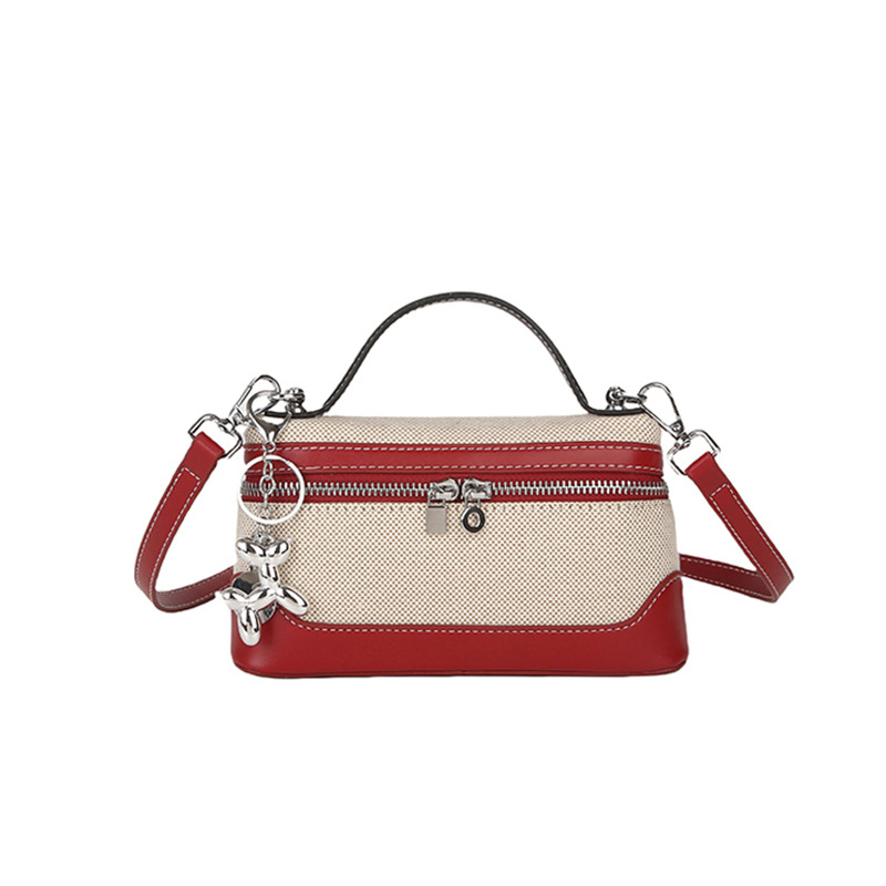 PU crossbody táska, városi minimalist stílus, kis négyzet alakú, vízszintes formájú, cipzáras zárás