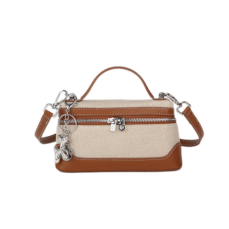 PU crossbody táska, városi minimalist stílus, kis négyzet alakú, vízszintes formájú, cipzáras zárás