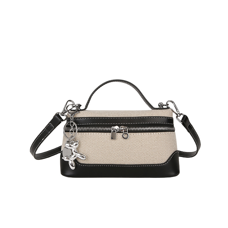 PU crossbody táska, városi minimalist stílus, kis négyzet alakú, vízszintes formájú, cipzáras zárás
