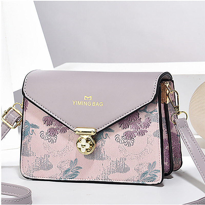 Дамска PU чанта през рамо с хоризонтална квадратна форма, уличен стил, магнитно закопчаване, подплата от полиестер