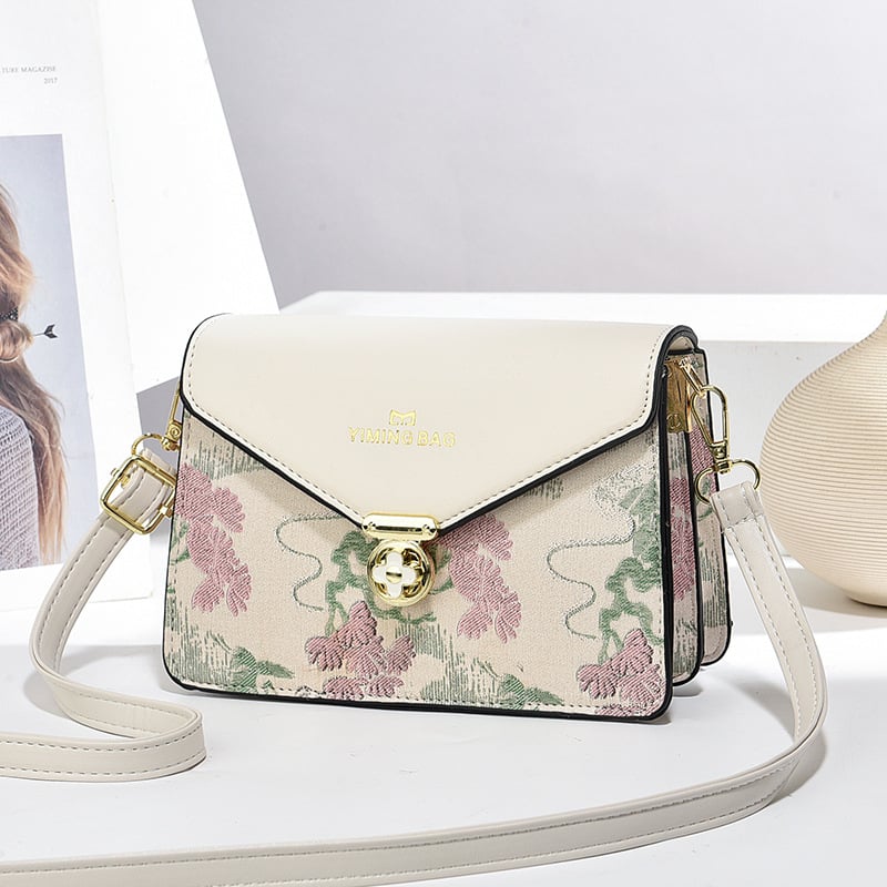 Дамска PU чанта през рамо с хоризонтална квадратна форма, уличен стил, магнитно закопчаване, подплата от полиестер