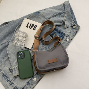 Τσάντα crossbody από Oxford ύφασμα, αστικός απλός στιλ, οριζόντιο τετράγωνο σχήμα, φερμουάρ, εσωτερική θήκη για το τηλέφωνο