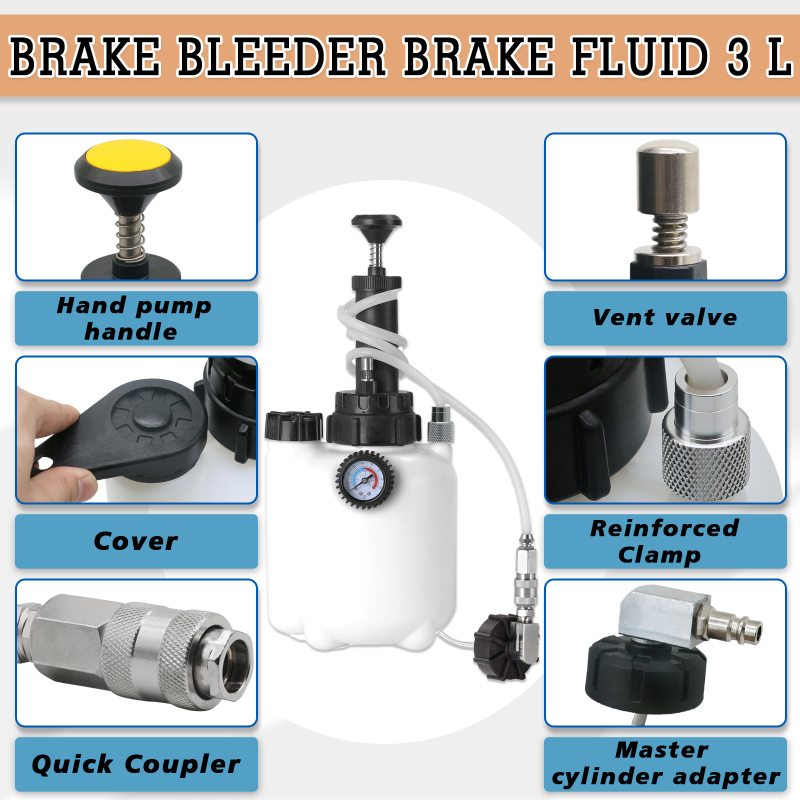 Ръчно устройство за смяна на спирачна течност в автомобил – въздушно задвижван попълнител, Changyi, PP пластмаса