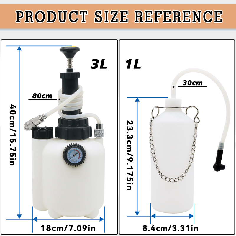Ръчно устройство за смяна на спирачна течност в автомобил – въздушно задвижван попълнител, Changyi, PP пластмаса