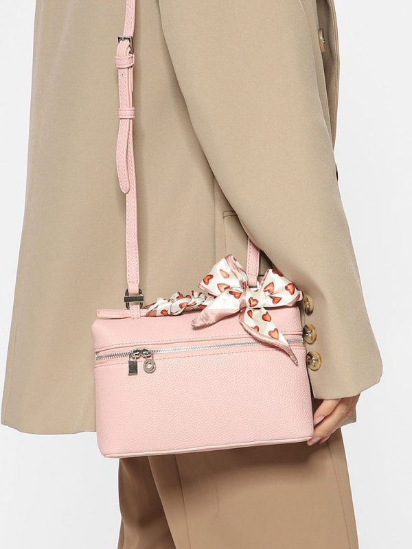 Дамска чанта тип кутия, PU материал, градски минималистичен стил, квадратна форма, ципово затваряне