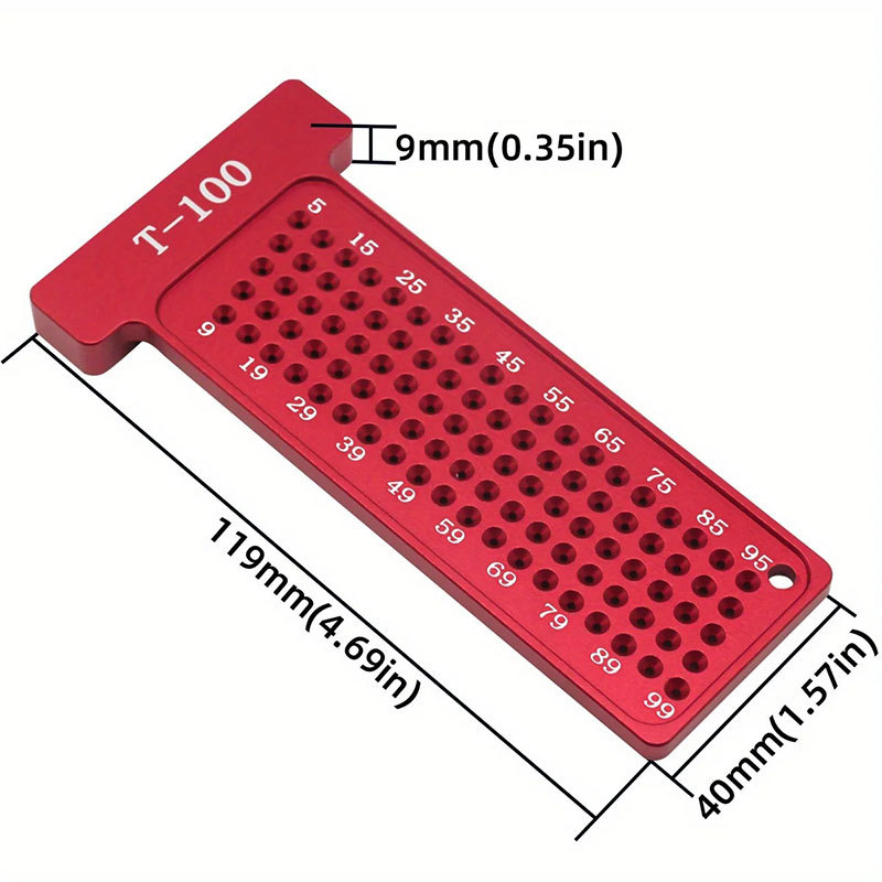 XYT алуминиева сплав – дървообработващ локатор за чертане, Т-тип линеар с отвори, метрични и имперски единици, правоъгълен инструмент за измерване