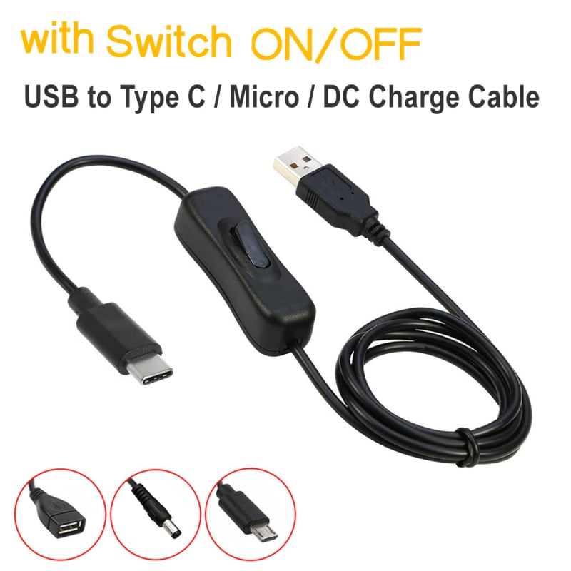 Cablu USB de încărcare cu întrerupător, cu interfețe multiple, cu un singur capăt, PVC (Interfețe: Micro USB, Type-C, Altele)