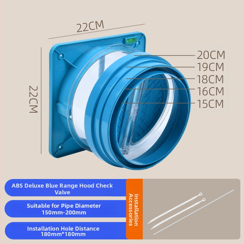 Клапан за обратно всмокване за кухненска/баня вентилационна тръба, ABS/PP, модерен минималистичен стил