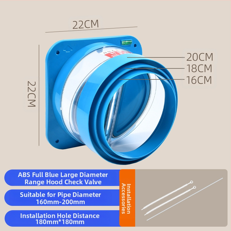 Клапан за обратно всмокване за кухненска/баня вентилационна тръба, ABS/PP, модерен минималистичен стил