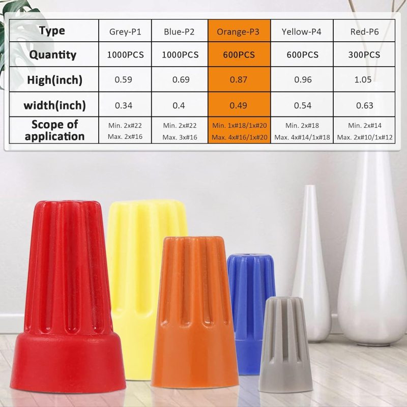 Crweety 600 бр. свързващи гайки за кабели 18-16 AWG