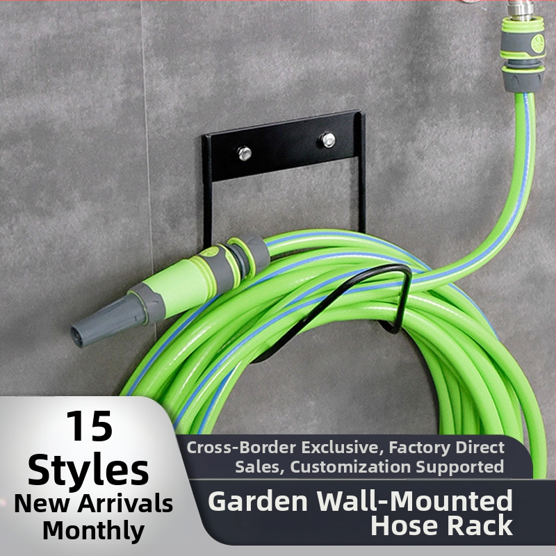 Кована желязна стойка за водопроводни тръби, стенен навивател за маркуч и държач за съхранение за градина, балкон и двор