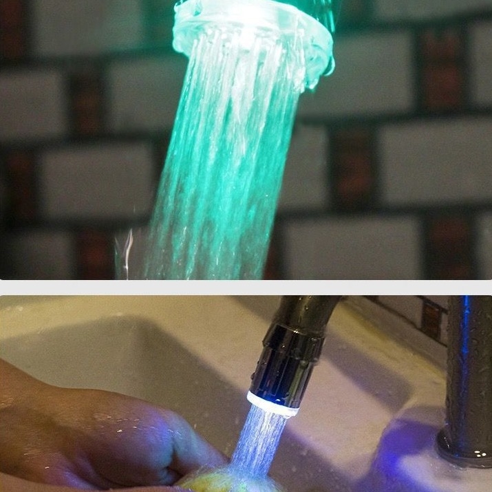 Kuhinjski kohout s produženjem protiv prskanja, LED senzor temperature mlaznice, filter za pranje povrća i tuš, model 017, ABS materijal, ručna montaža, površinska obrada injekcijskim oblikovanjem, moderni minimalistički stil