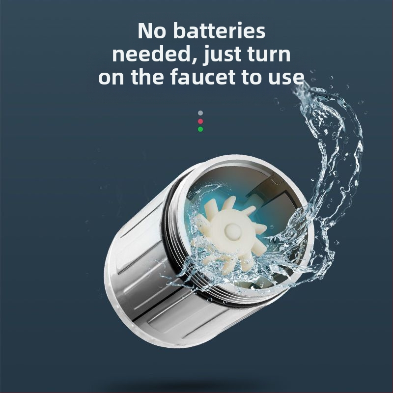 Кухненски кран с удължител против пръски и LED сензор за температура на накрайника, филтър за миене на зеленчуци и душ, модел 017, ABS, ръчна инсталация, повърхност инжекционно формована, стил модерен минимализъм