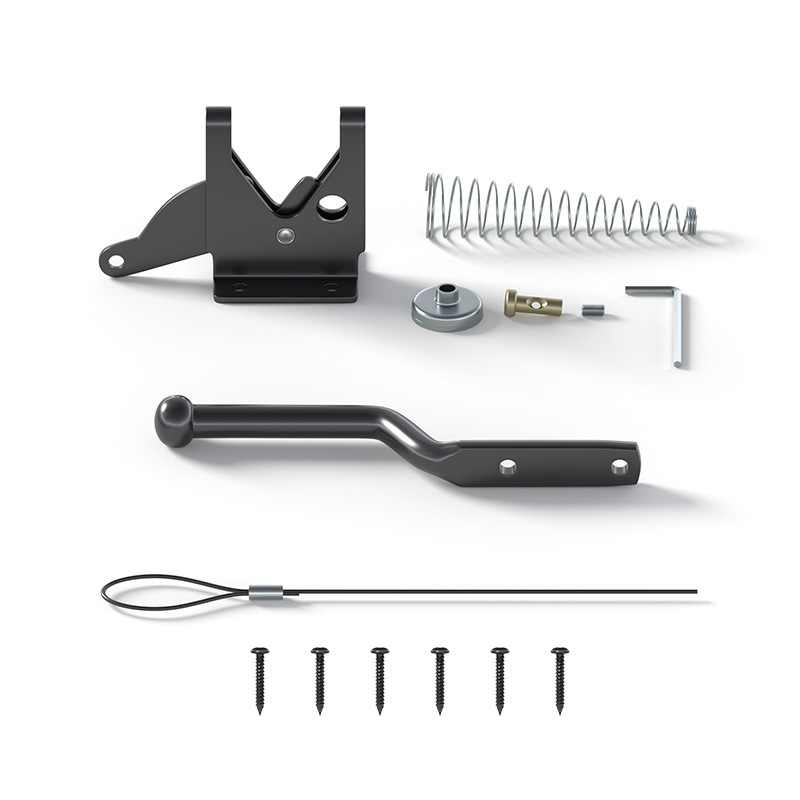 Оградна брава за врата с дърпател, Тип A, модел JLXSDS, въглеродна стомана, електростатично боядисване