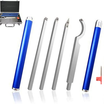 Комплект дървообработващи стругови инструменти, 10 части, дъгови режещи ножове, високоскоростна стомана, алуминиева кутия, Hui Hao