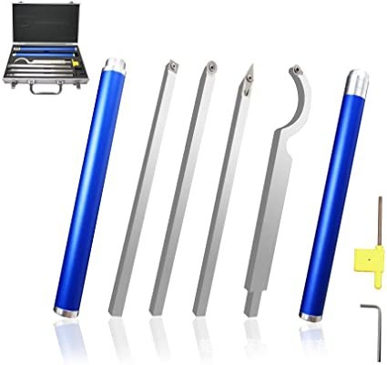 Комплект дървообработващи стругови инструменти, 10 части, дъгови режещи ножове, високоскоростна стомана, алуминиева кутия, Hui Hao