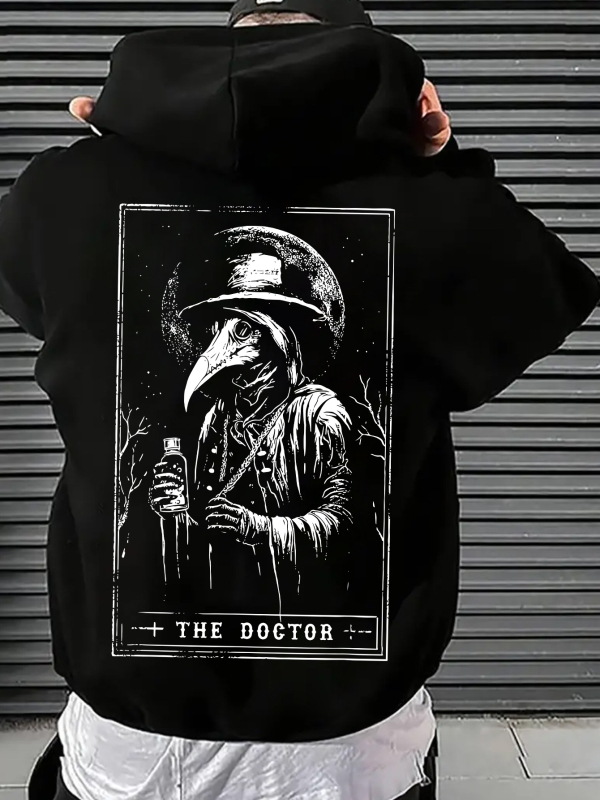 Ανδρικό φούτερ με κουκούλα και διπλής όψης εκτύπωση αυτοκινήτου, ύφασμα Milk Silk πολυεστέρας (96%+), φαρδιά γραμμή, μακριά μανίκια