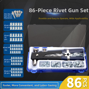 Ръчен пистолет за нитови гайки, 106-частен комплект, сплавна стомана, марка Rat