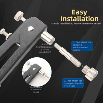 Ръчен пистолет за нитови гайки, 106-частен комплект, сплавна стомана, марка Rat
