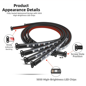 Automašīnas LED RGB šasijas lampiņa ar Bluetooth APP kontroli un balss aktivēšanu, 12V, 15W, PVC