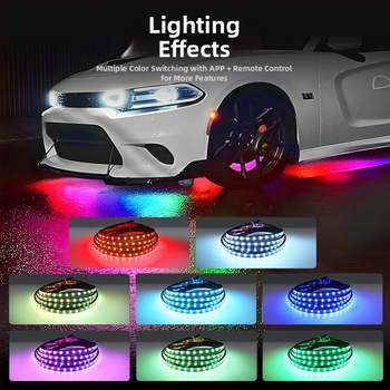 Automašīnas LED RGB šasijas lampiņa ar Bluetooth APP kontroli un balss aktivēšanu, 12V, 15W, PVC