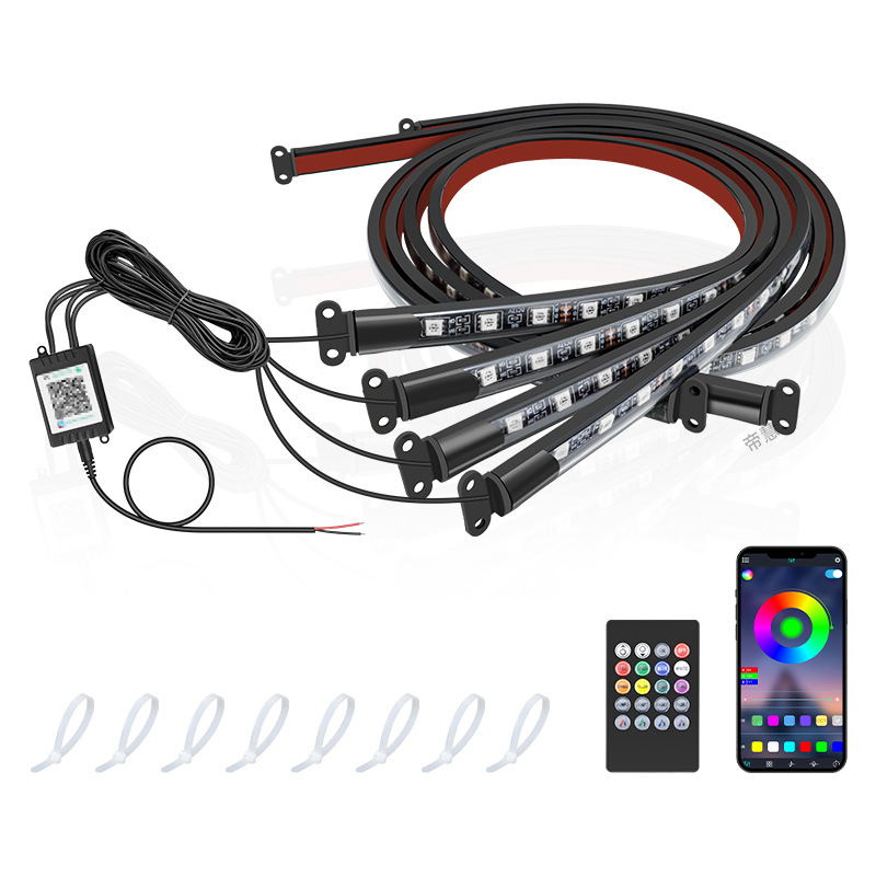 Automašīnas LED RGB šasijas lampiņa ar Bluetooth APP kontroli un balss aktivēšanu, 12V, 15W, PVC