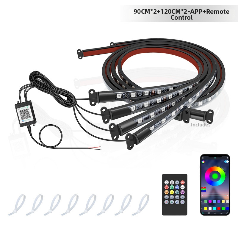 Automašīnas LED RGB šasijas lampiņa ar Bluetooth APP kontroli un balss aktivēšanu, 12V, 15W, PVC