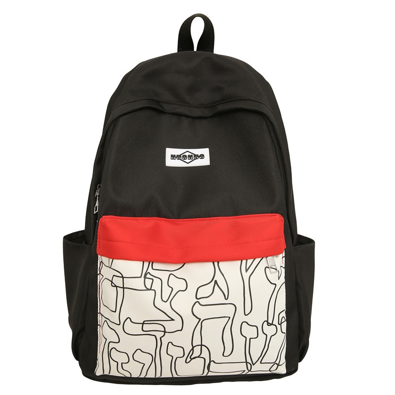 Kuprinė su kontrastiniu dizainu, vidinis organizatorius, nailonas audinys, užtrauktukas, nešiojamojo kompiuterio kišenė