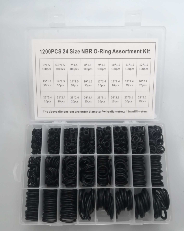 Набор за O-пръстени за ремонт: нитрилна гума, флуоркаучук и силикон; за високи температури, хидравлични водоустойчиви системи