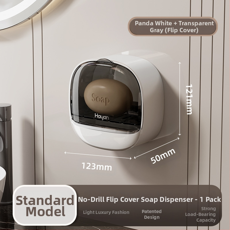 Θήκη σαπουνιού τοίχου με καπάκι και αποστράγγιση, ABS, στήριξη με βεντούζα, εκτύπωση λογοτύπου, δυνατότητα προσαρμογής