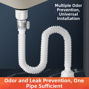 Συγκρότημα αποχέτευσης με βαλβίδα τύπου flap, S-σχήματος για νιπτήρα (μοντέλο 2233) – καθολικό, μοντέρνο μινιμαλιστικό σχέδιο