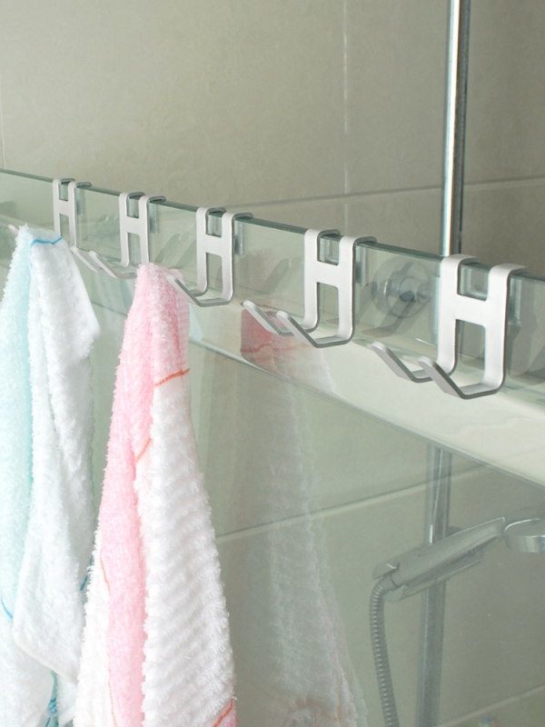 Kosminio aliuminio vonios kablys stikliniam paviršiams, be montavimo, be skylių, rankšluosčio ir drabužių kabykla, šiuolaikinis minimalistinis stilus