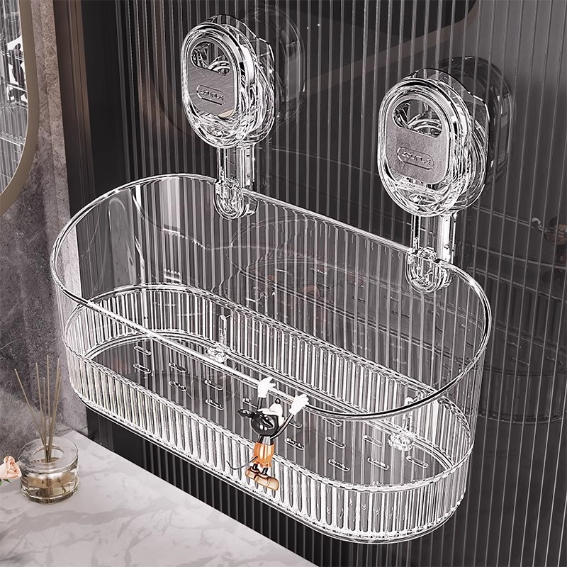 Στήριγμα τοίχου με βεντούζα, ράφι αποθήκευσης με απόστραγγιση για κουζίνα και μπάνιο, πολυλειτουργικό, χωρίς οπές — Υλικό: Πλαστικό; Μάρκα: Mi hao; Σετ: 10 τεμάχια; Στυλ: Φως Πολυτελείας