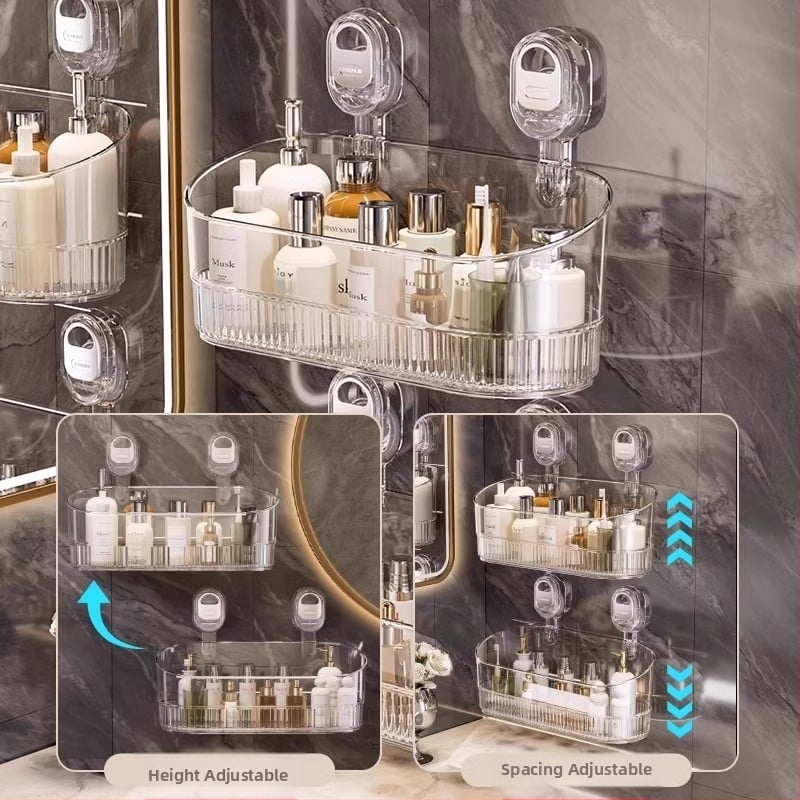 Стенен вакуумен държач за кухня и баня, без пробиване, многофункционален с отцеждащ рафт — Материал: пластмаса; Марка: Mi hao; Опаковка: 10 бр; Стил: лек лукс