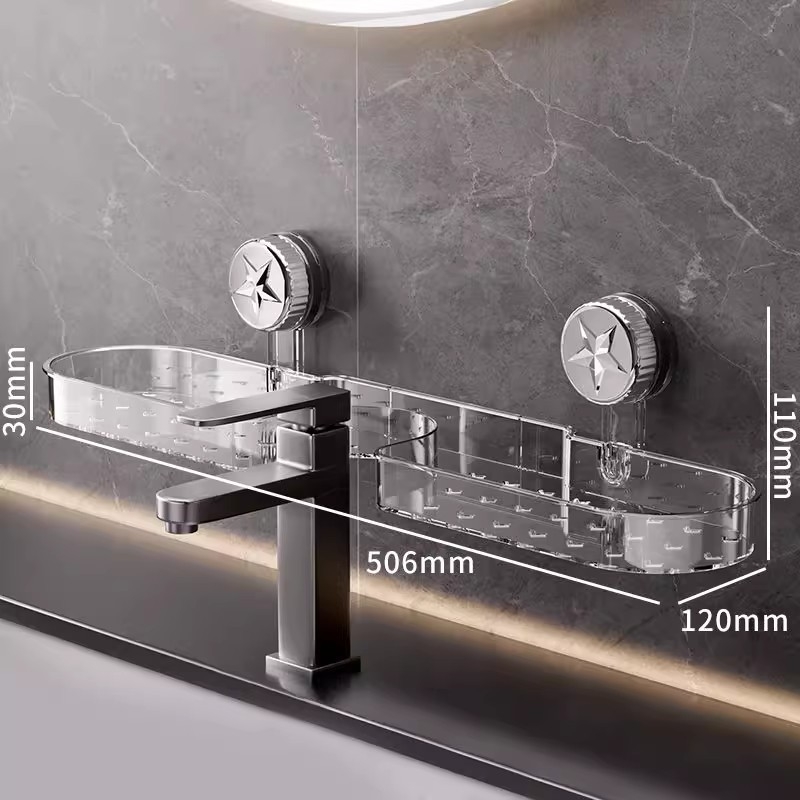 Στήριγμα τοίχου με βεντούζα, ράφι αποθήκευσης με απόστραγγιση για κουζίνα και μπάνιο, πολυλειτουργικό, χωρίς οπές — Υλικό: Πλαστικό; Μάρκα: Mi hao; Σετ: 10 τεμάχια; Στυλ: Φως Πολυτελείας