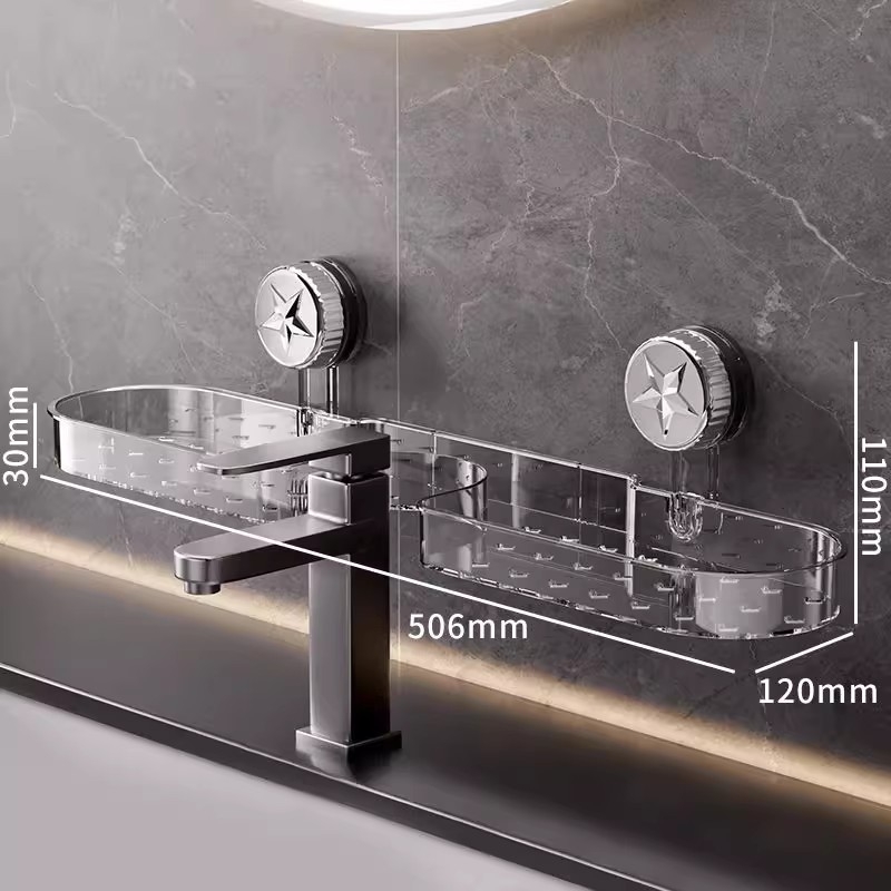 Στήριγμα τοίχου με βεντούζα, ράφι αποθήκευσης με απόστραγγιση για κουζίνα και μπάνιο, πολυλειτουργικό, χωρίς οπές — Υλικό: Πλαστικό; Μάρκα: Mi hao; Σετ: 10 τεμάχια; Στυλ: Φως Πολυτελείας