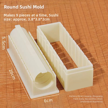 3 dalių suši formavimo rinkinys – ryžių formavimas, įvyniojimas su nori ir apvalių ryžių kamuoliukų formavimas