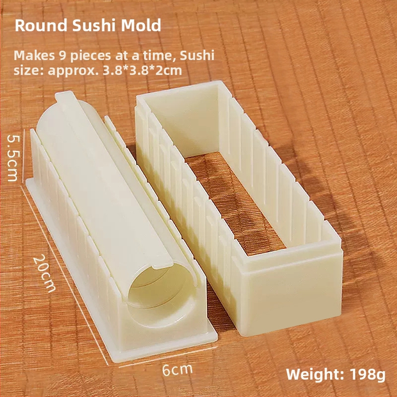 3 dalių suši formavimo rinkinys – ryžių formavimas, įvyniojimas su nori ir apvalių ryžių kamuoliukų formavimas