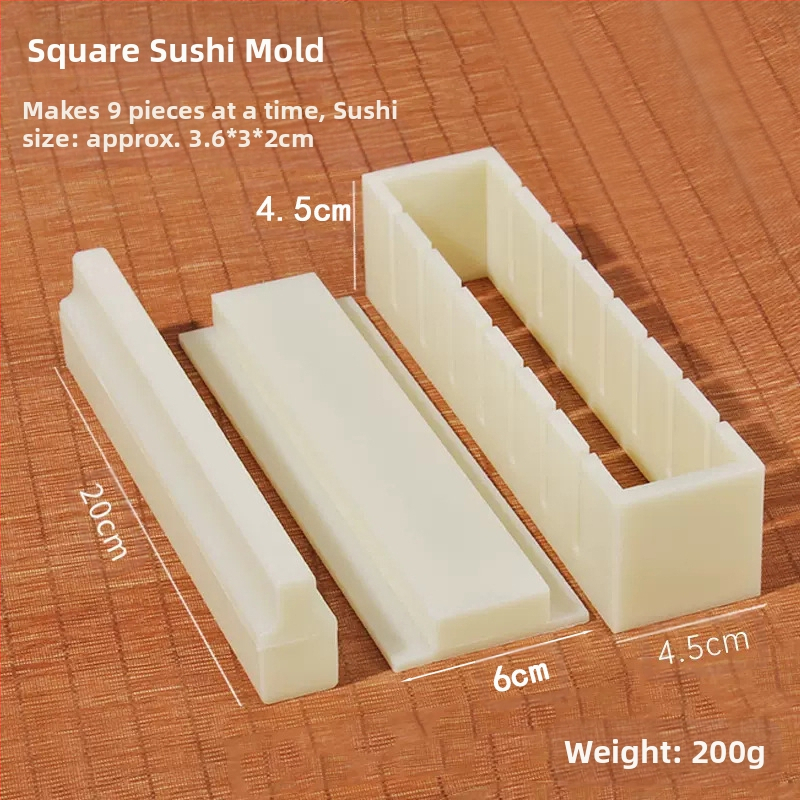 3 dalių suši formavimo rinkinys – ryžių formavimas, įvyniojimas su nori ir apvalių ryžių kamuoliukų formavimas