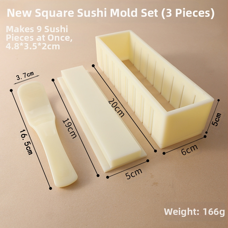 3 dalių suši formavimo rinkinys – ryžių formavimas, įvyniojimas su nori ir apvalių ryžių kamuoliukų formavimas