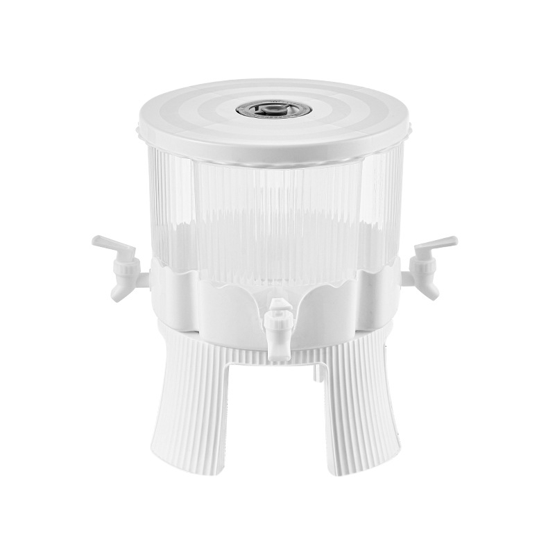 Keturių skyrių besisukantis gėrimų dozatorius su čiaupu ir laikmačiu (PP plastikas, didelė talpa)