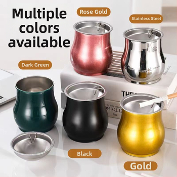 Pelnu trauks tambūra formas no nerūsējošā tērauda, dzīvojamai istabai | Minimālistisks, viegls luxuss; Drukāts logotips; Personalizācija; Izcelsme: Chaozhou