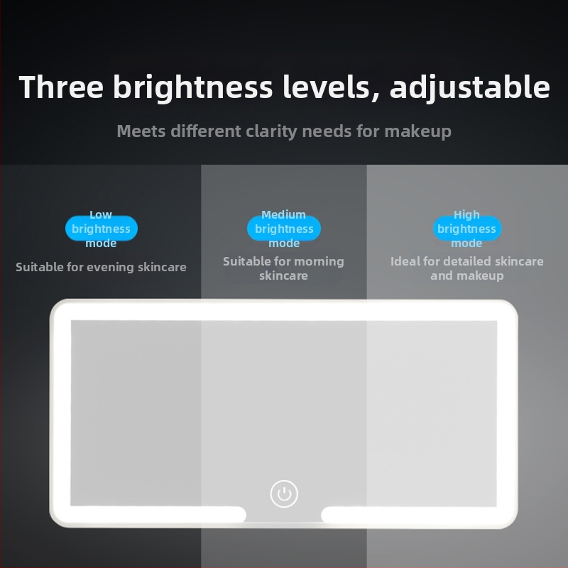FCCEMC LED автомобилно огледало за грим със светлини, HD огледало, монтаж с щракване, 3-степенно димерване, 320 г