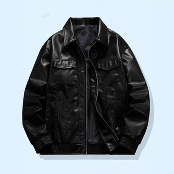 Ανδρικό PU δερμάτινο μπουφάν, ρετρό μοτοσικλετιστικό στυλ, γιακά τύπου πέτο, μονόμπροτ κλείσιμο, σχέδιο με πολλές τσέπες
