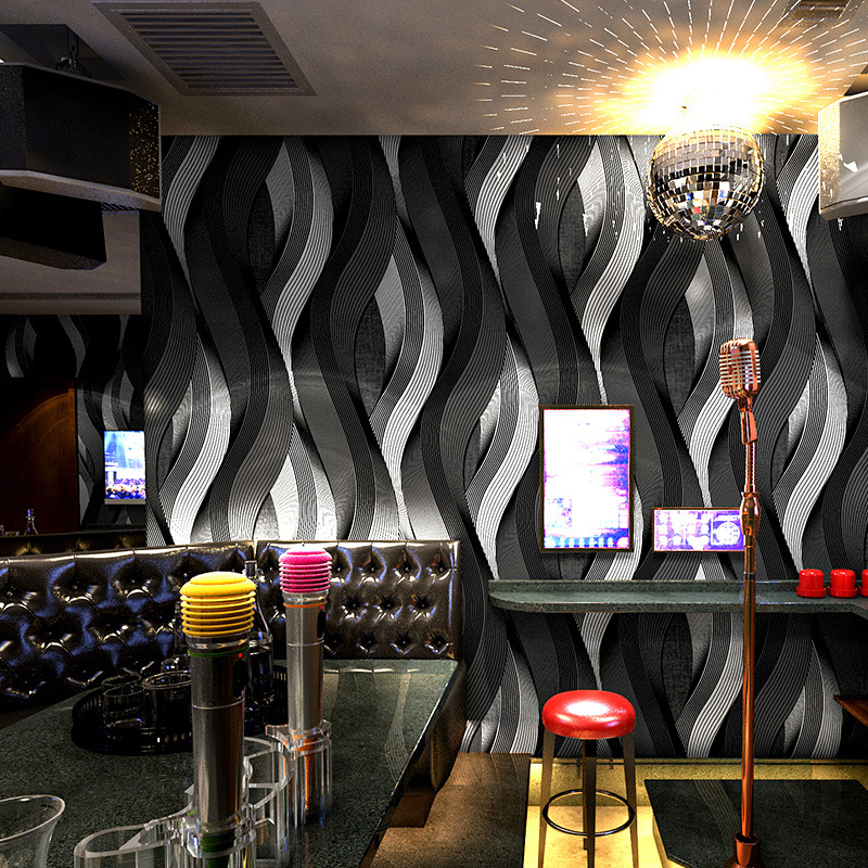KTV tapetai, PVC medžiaga, 3D atspindintis efektas, baro koridoriaus fonas, šiuolaikiškas minimalistinis stilius
