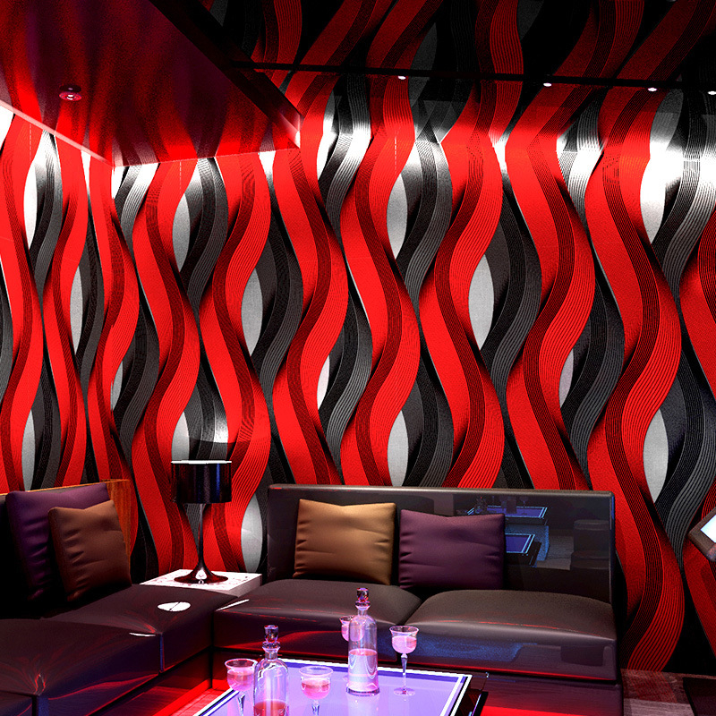 KTV tapetai, PVC medžiaga, 3D atspindintis efektas, baro koridoriaus fonas, šiuolaikiškas minimalistinis stilius