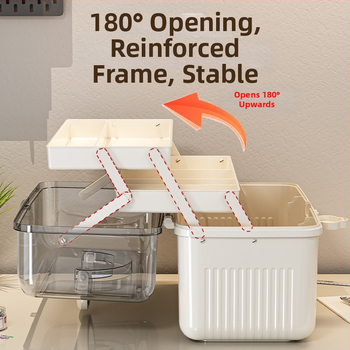 Beizhiou Φορητό Κουτί Αποθήκευσης Φαρμάκων και Χαρτικών Υλικών — 4 Διαμερίσματα, Πολυεπίπεδη Σχεδίαση, Πλαστικό