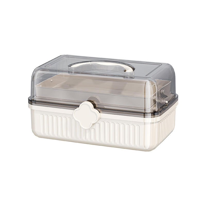 Beizhiou Φορητό Κουτί Αποθήκευσης Φαρμάκων και Χαρτικών Υλικών — 4 Διαμερίσματα, Πολυεπίπεδη Σχεδίαση, Πλαστικό