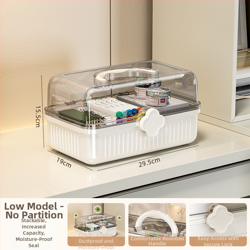 Beizhiou Φορητό Κουτί Αποθήκευσης Φαρμάκων και Χαρτικών Υλικών — 4 Διαμερίσματα, Πολυεπίπεδη Σχεδίαση, Πλαστικό